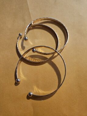 Elegant Silver Open Cuff Bracelet - Set Of 3